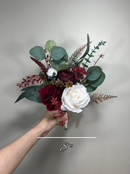 Wedding Bouquet Burgundy Bridal Red Rustic Navy Blue Bouquet Burgundy Bridesmaids White Decor Eucalyptus Dahlia Peony Wedding Ivory