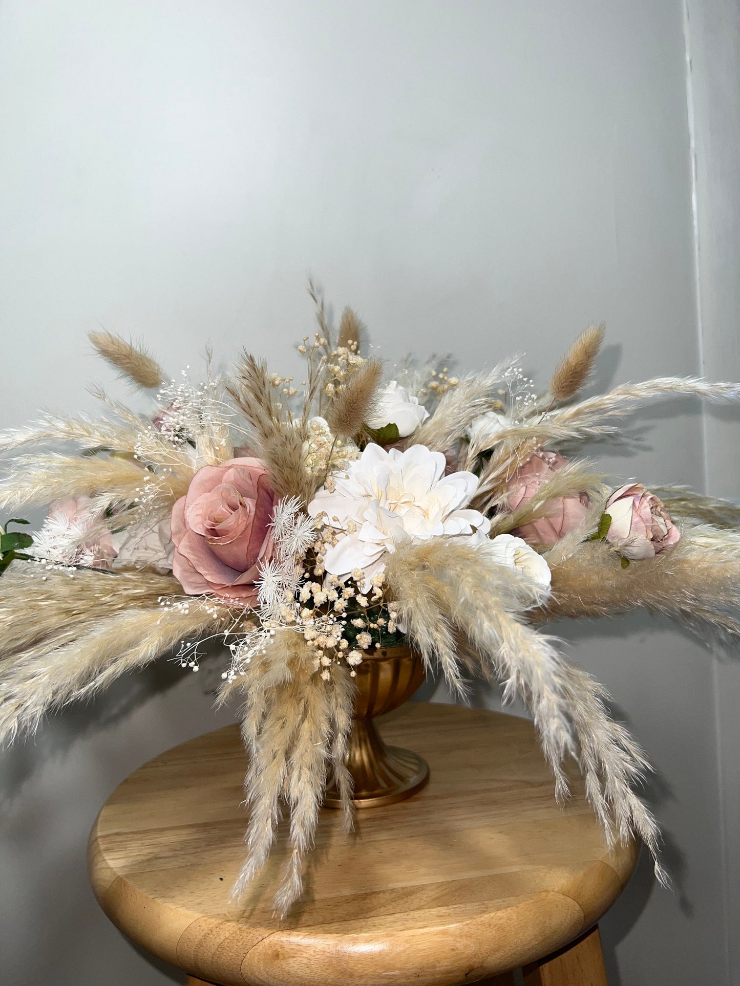 Wedding Centerpiece Dusty Rose Boho Table Decor White Centerpiece Pink Wedding Table Centerpiece Pampas Grass Artificial Flower Dried