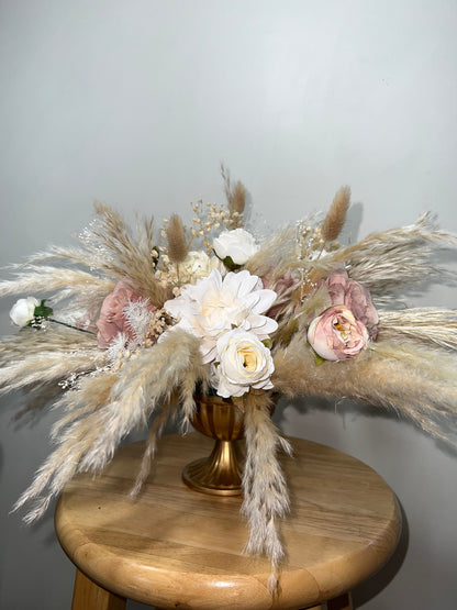 Wedding Centerpiece Dusty Rose Boho Table Decor White Centerpiece Pink Wedding Table Centerpiece Pampas Grass Artificial Flower Dried