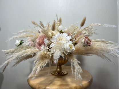 Wedding Centerpiece Dusty Rose Boho Table Decor White Centerpiece Pink Wedding Table Centerpiece Pampas Grass Artificial Flower Dried