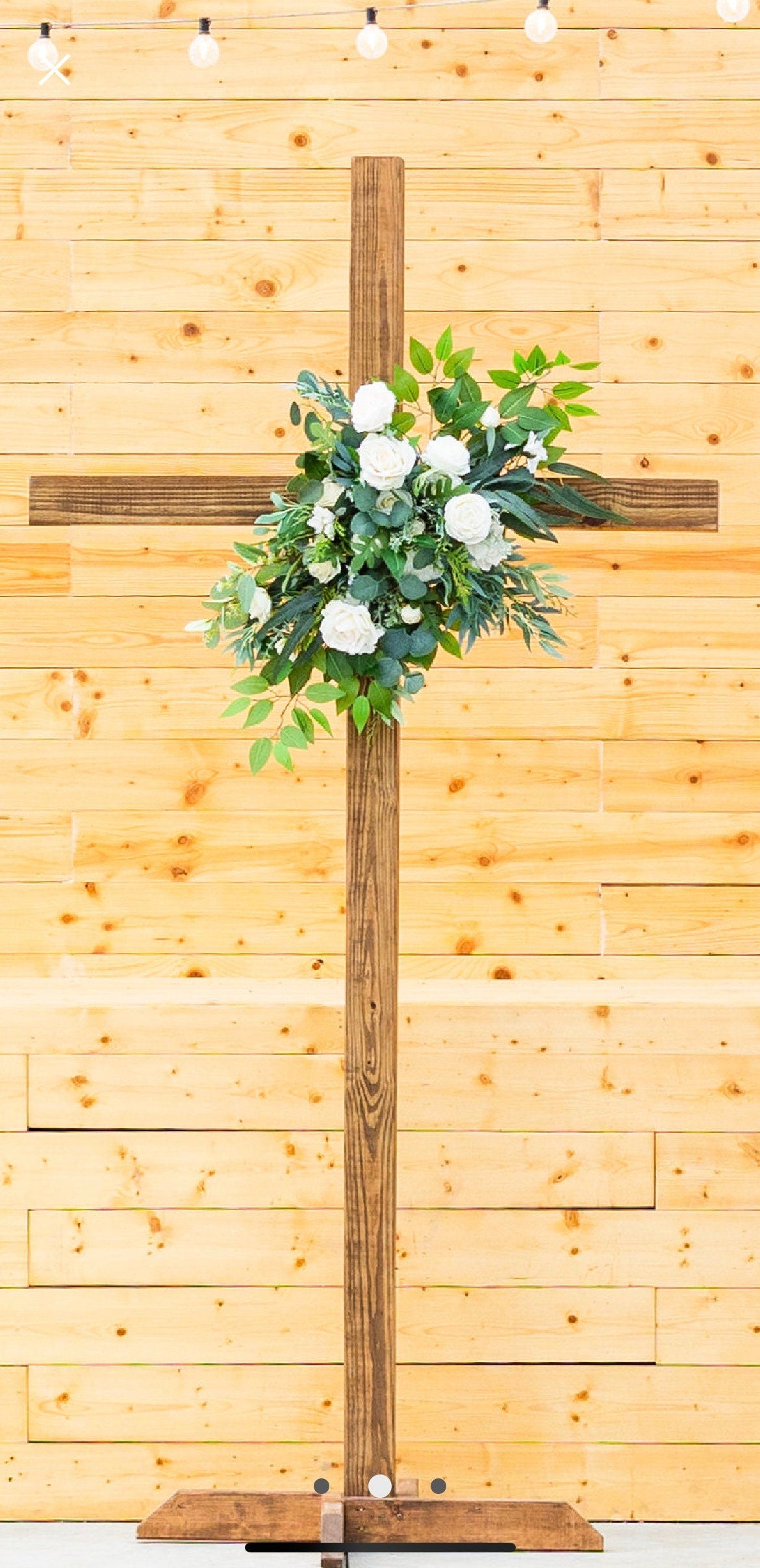 Wedding White Arch Arrangement Cross Ivory Arch Aisle Arrangement Cross Decor White Handmade Sage Artificial Flowers Eucalyptus Rose Dahlia