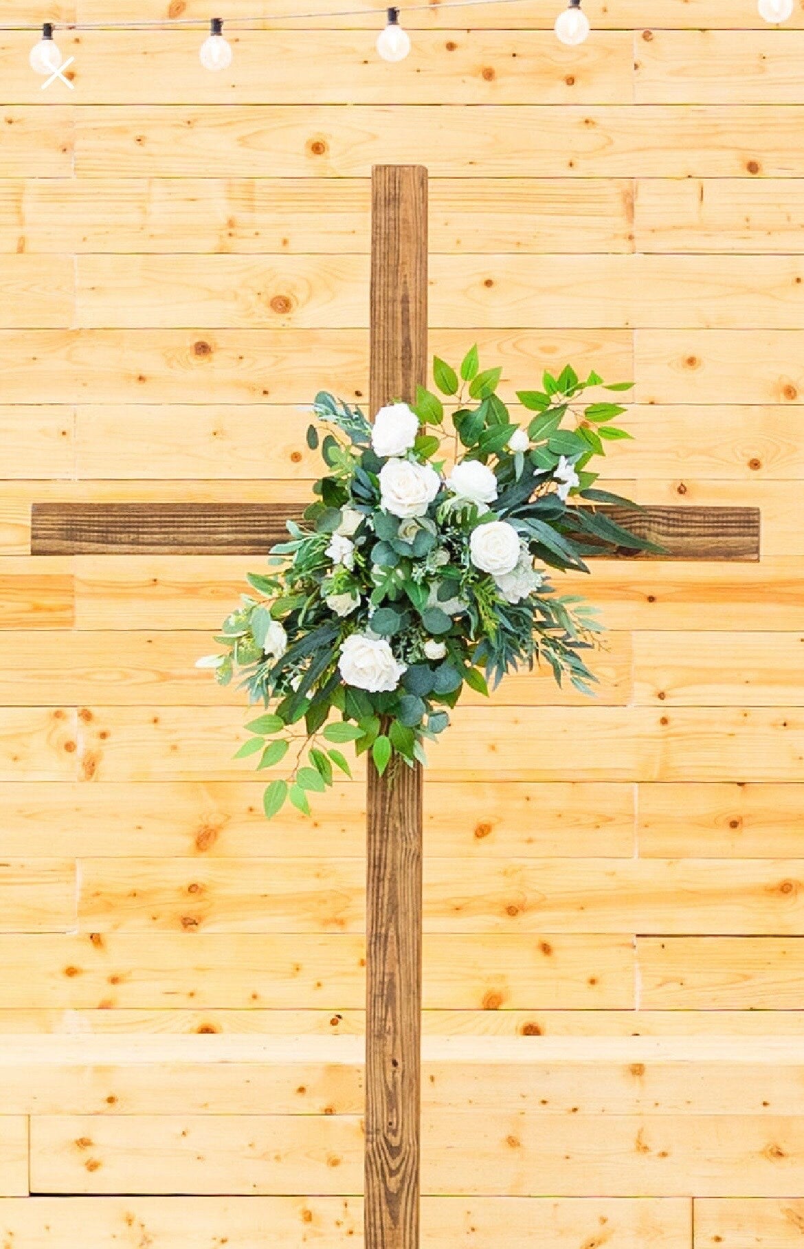 Wedding White Arch Arrangement Cross Ivory Arch Aisle Arrangement Cross Decor White Handmade Sage Artificial Flowers Eucalyptus Rose Dahlia