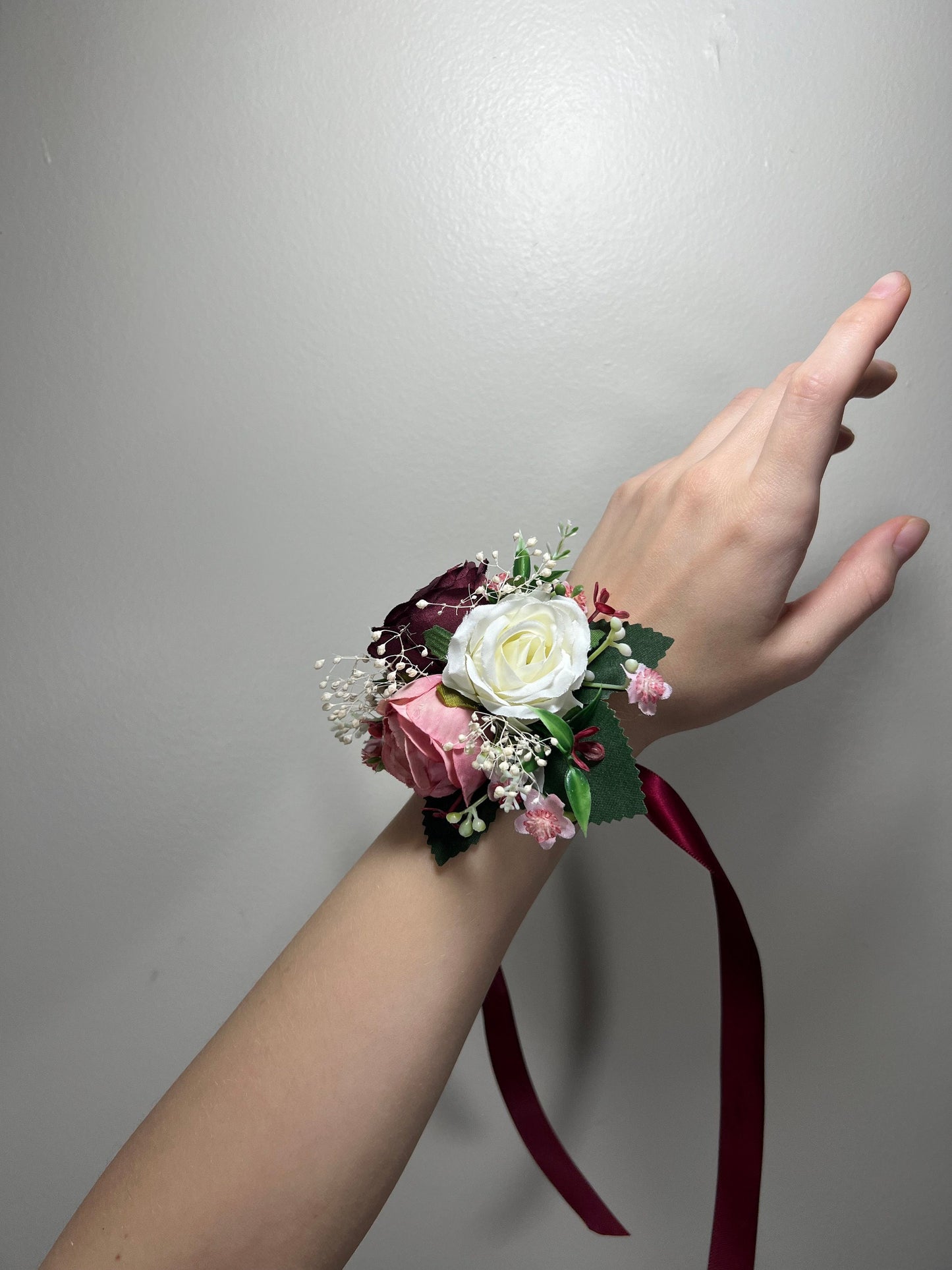 Wedding Corsage Burgundy Dusty Rose Wedding Wrist White Corsage Bridesmaids Decor Corsage Bridal Ivory Accessories Artificial Flowers