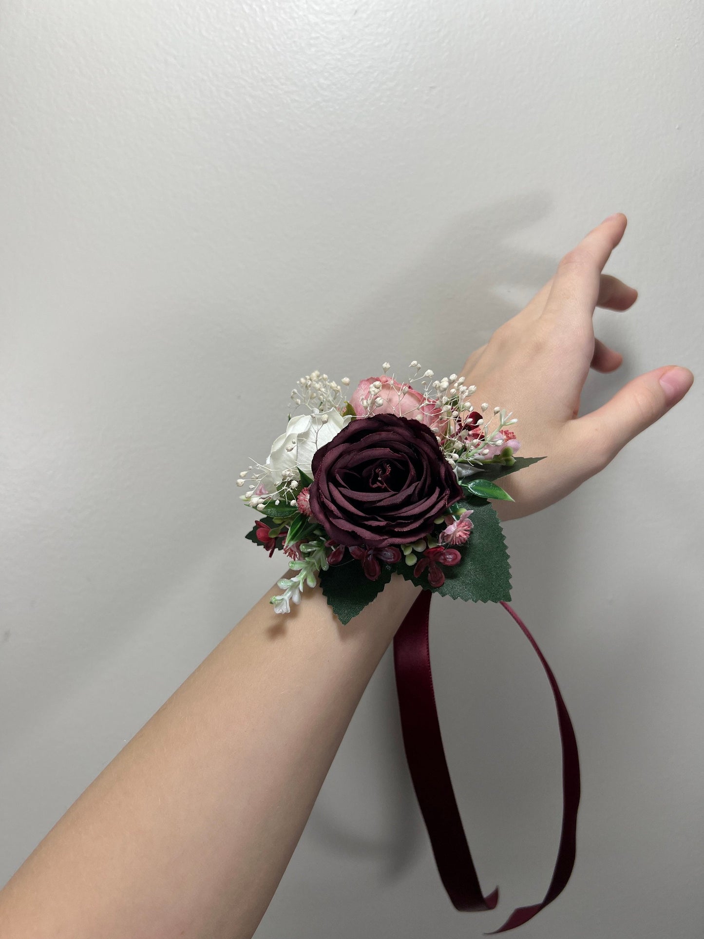 Wedding Corsage Burgundy Dusty Rose Wedding Wrist White Corsage Bridesmaids Decor Corsage Bridal Ivory Accessories Artificial Flowers