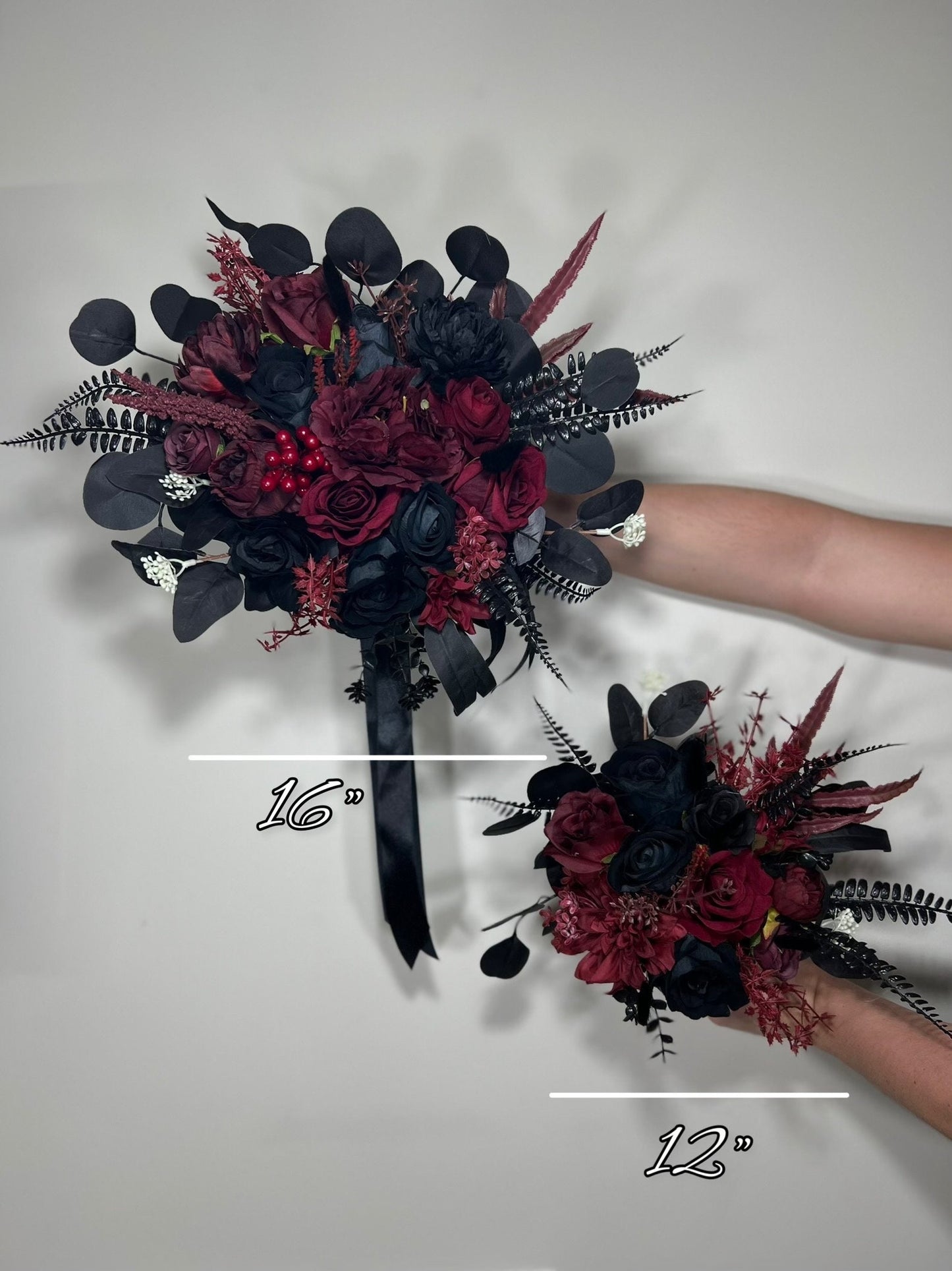 Wedding Bouquet Black Burgundy Bridal Wedding Gothic Gold Halloween Bouquet Black Decor Burgundy Handmade Artificial Flower  Bridesmaids