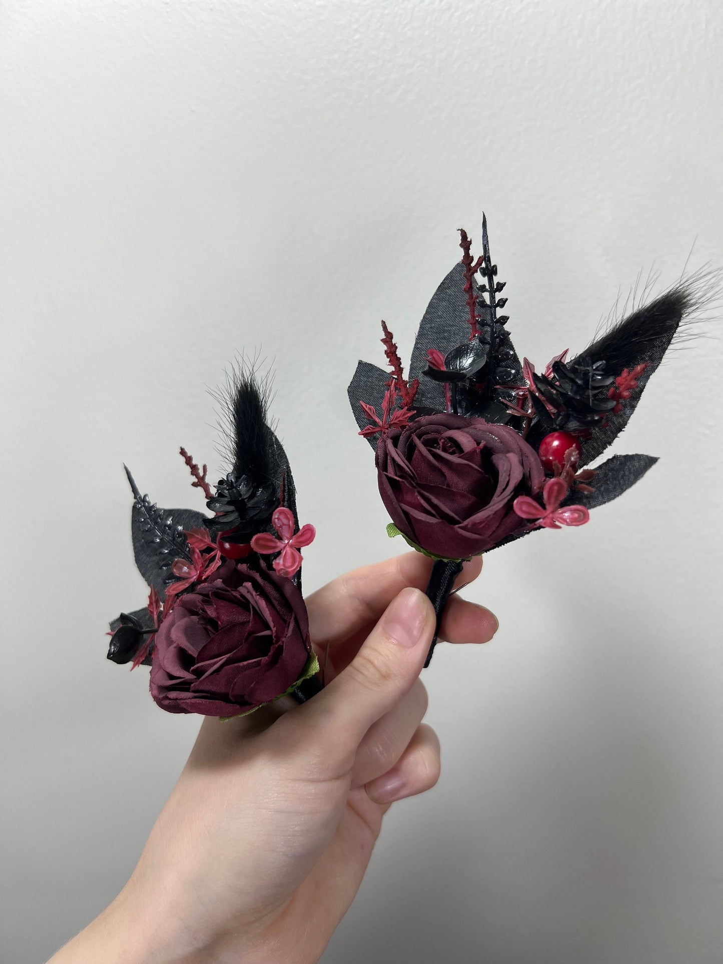 Wedding Bouquet Black Burgundy Bridal Wedding Gothic Halloween Bouquet Black Decor Burgundy Handmade Artificial Flower Bridesmaids Burgundy