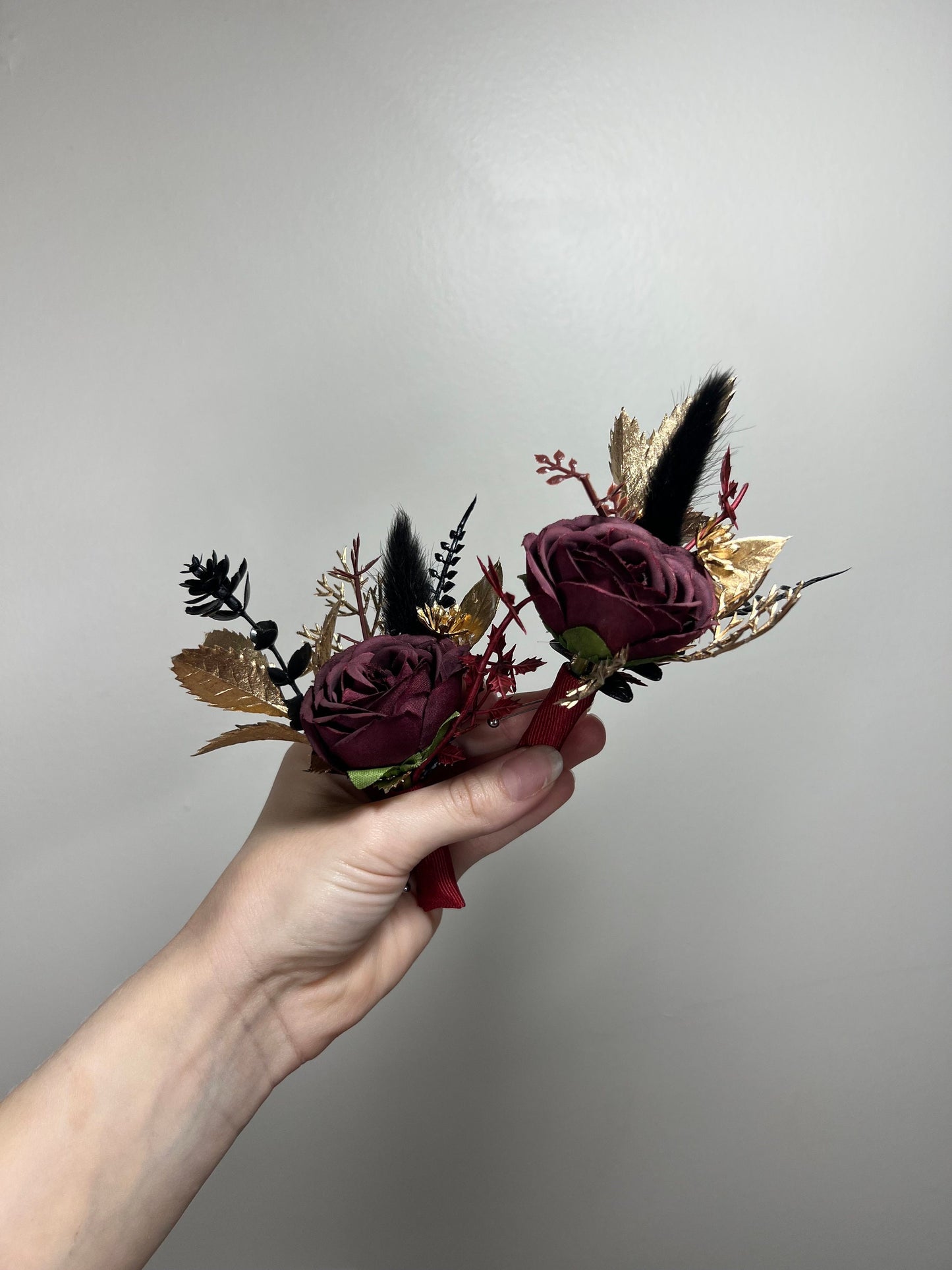 Wedding Cascade Bouquet Burgundy Black White Halloween Bridesmaid Bridal Cascading Bouquet Gothic Wedding Gold Bouquet Flower Artificial