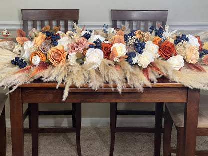 Wedding Sweetheart Terracotta White Navy Blue Ivory Burnt Orange Aisle Arrangement Rust Centerpiece Table Sweetheart Artificial Flowers