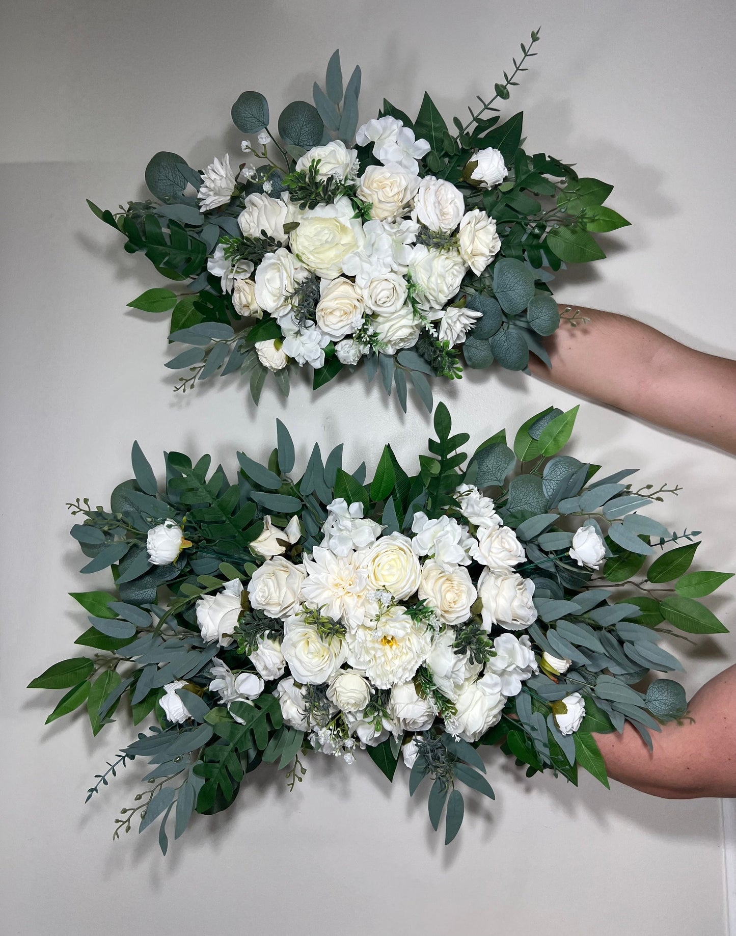 Wedding White Arch Arrangement Ivory Arch Aisle Arrangement White Artificial Flowers Eucalyptus Centerpiece Sage Swag Wall Decor Home Arch