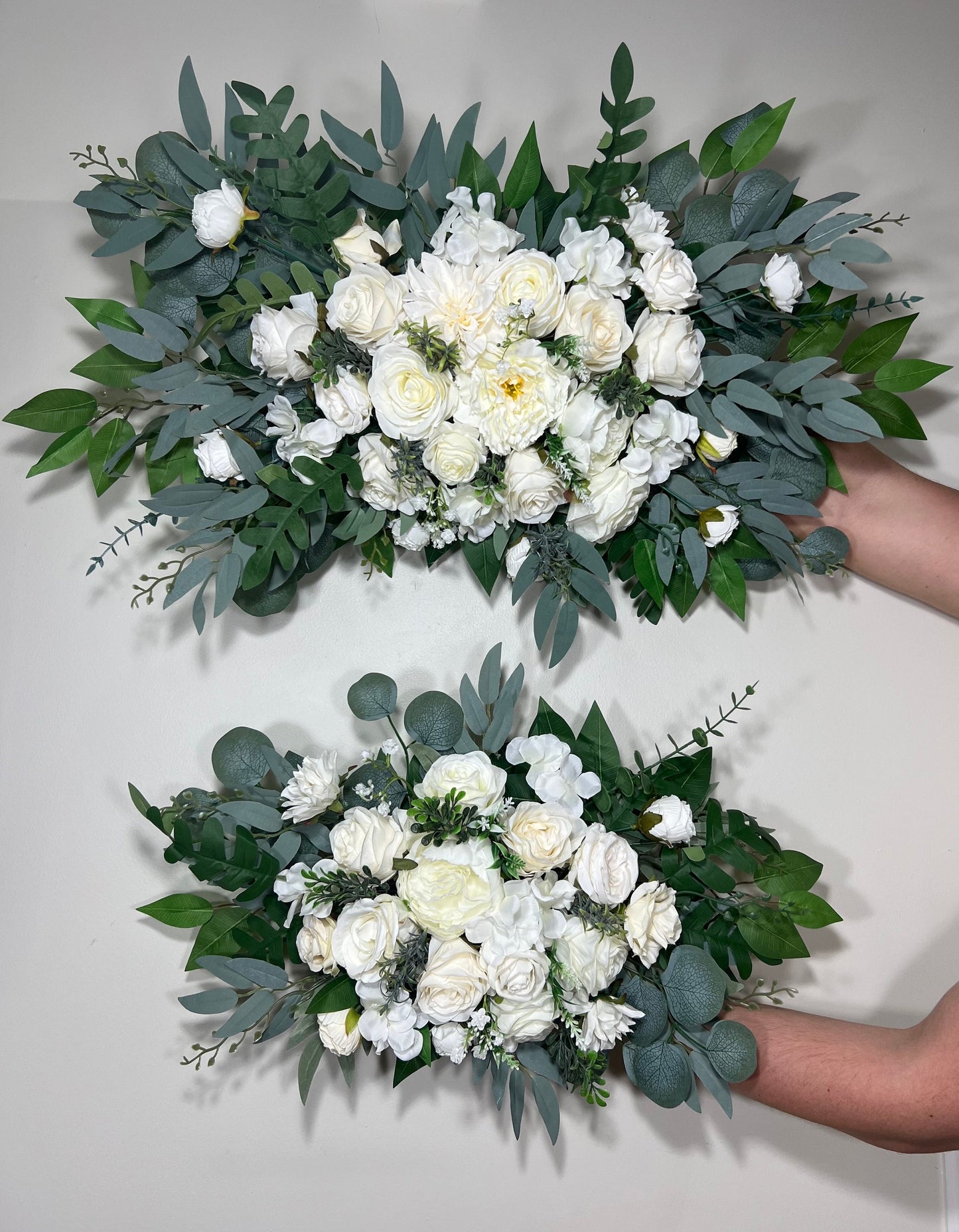 Wedding White Arch Arrangement Ivory Arch Aisle Arrangement White Artificial Flowers Eucalyptus Centerpiece Sage Swag Wall Decor Home Arch