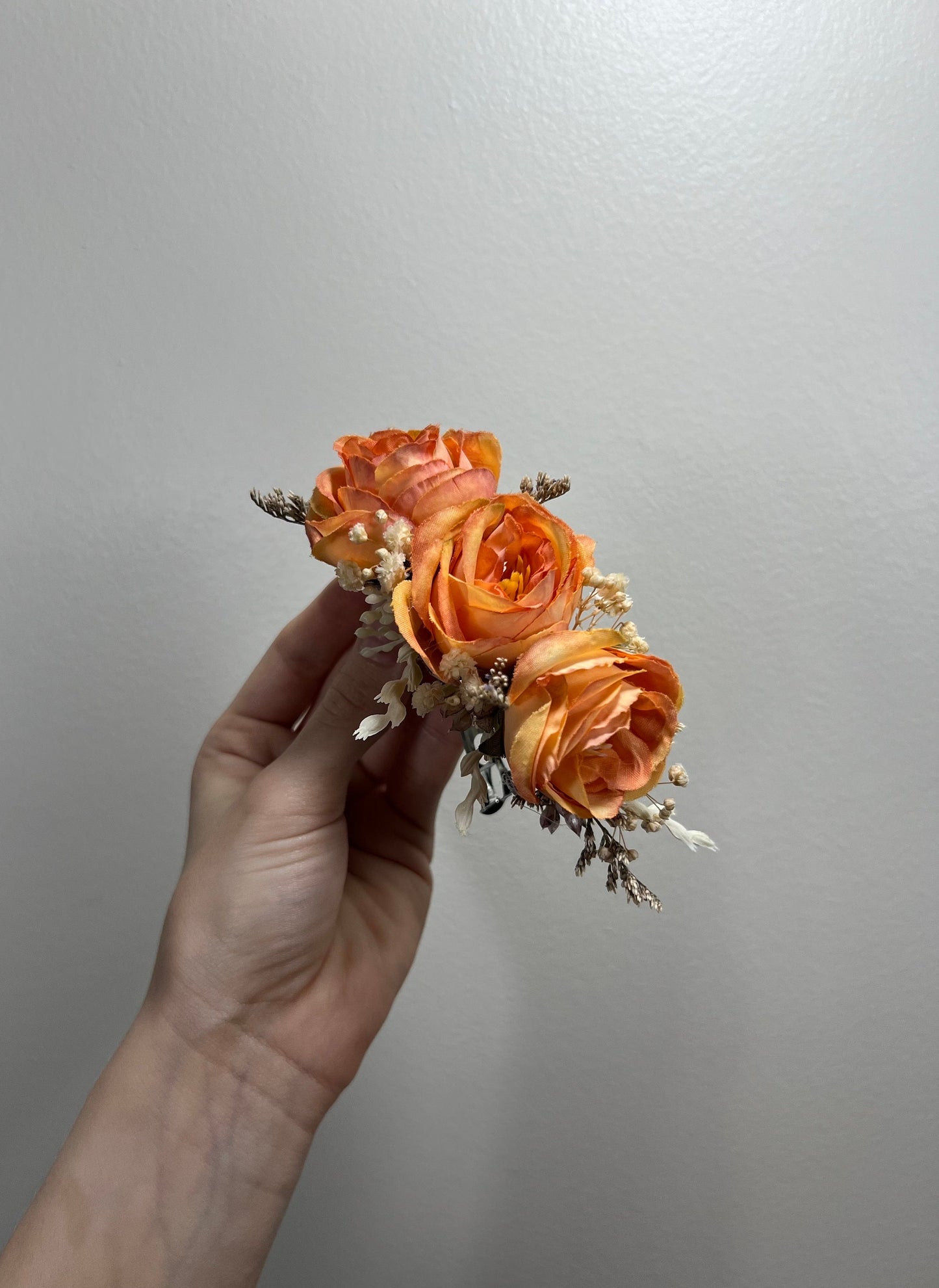 Wedding Hair Pin Terracotta Boho Rust Handmade Barrette Wedding Terracotta Hair Pin Decor Bridal Orange Barrette Artificial Flowers Faux