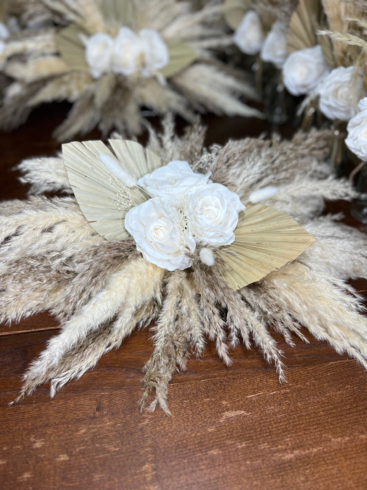 Wedding Sweetheart White Centerpiece Pampas Grass Table Decor Centepiece Palms Leaves Sweetheart Artificial Flowers Ivory Table Decor Home