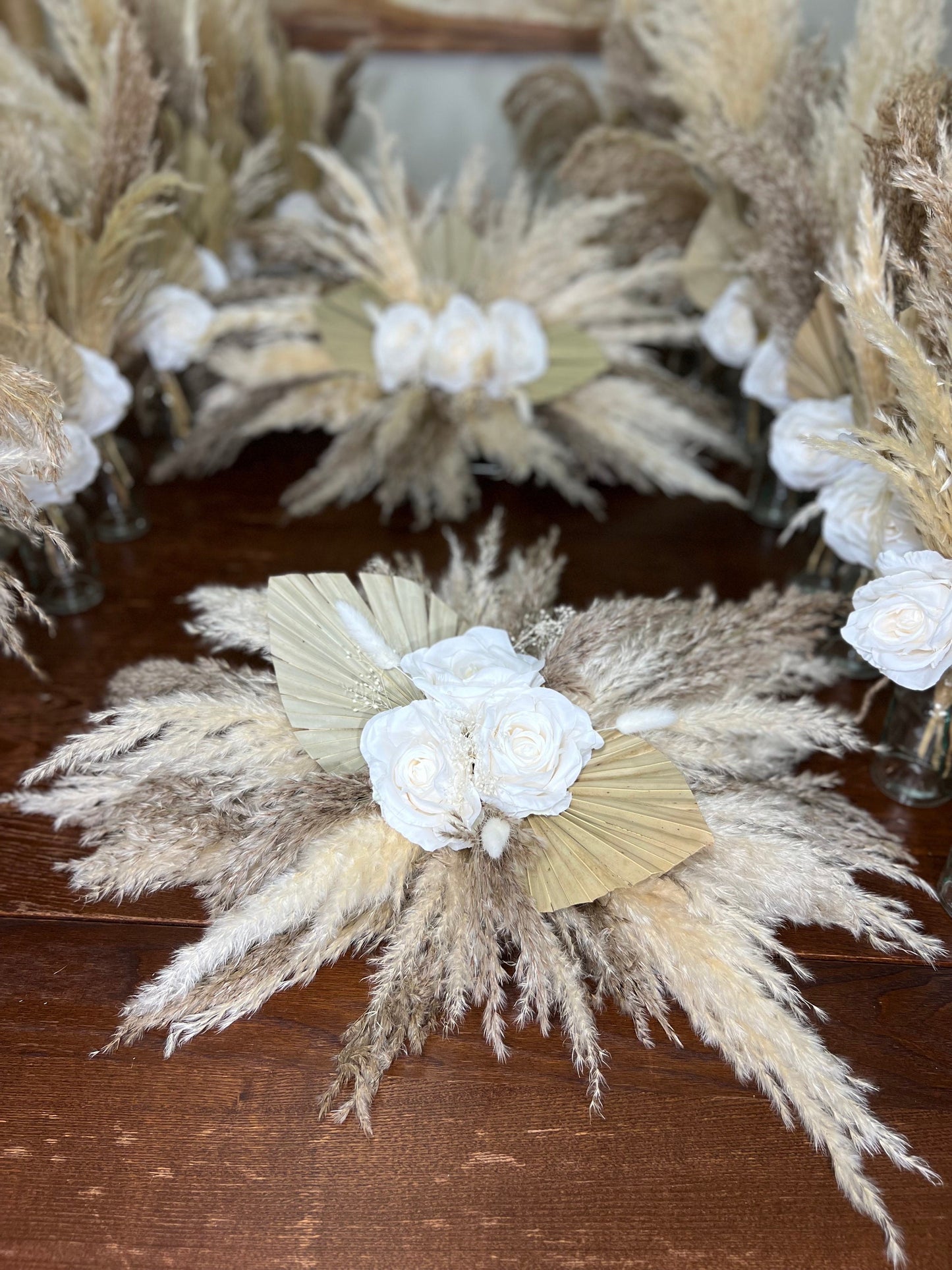 Wedding Sweetheart White Centerpiece Pampas Grass Table Decor Centepiece Palms Leaves Sweetheart Artificial Flowers Ivory Table Decor Home