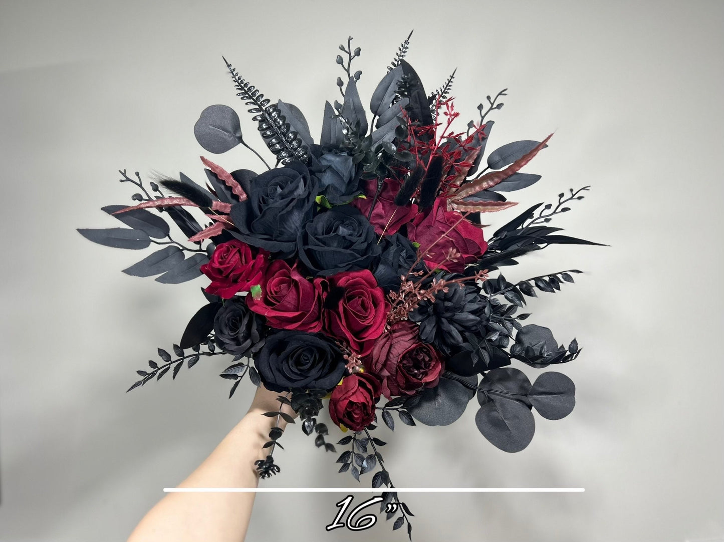 Wedding Bouquet Black Burgundy Bridal Wedding Gothic Halloween Bouquet Black Decor Burgundy Handmade Artificial Flower Bridesmaids Burgundy