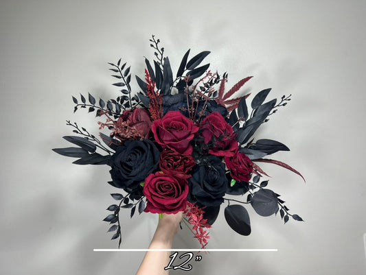 Wedding Bouquet Black Burgundy Bridal Wedding Gothic Halloween Bouquet Black Decor Burgundy Handmade Artificial Flower Bridesmaids Burgundy