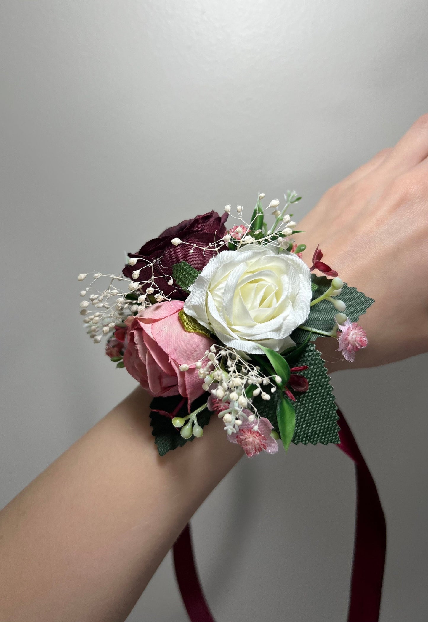 Wedding Corsage Burgundy Dusty Rose Wedding Wrist White Corsage Bridesmaids Decor Corsage Bridal Ivory Accessories Artificial Flowers