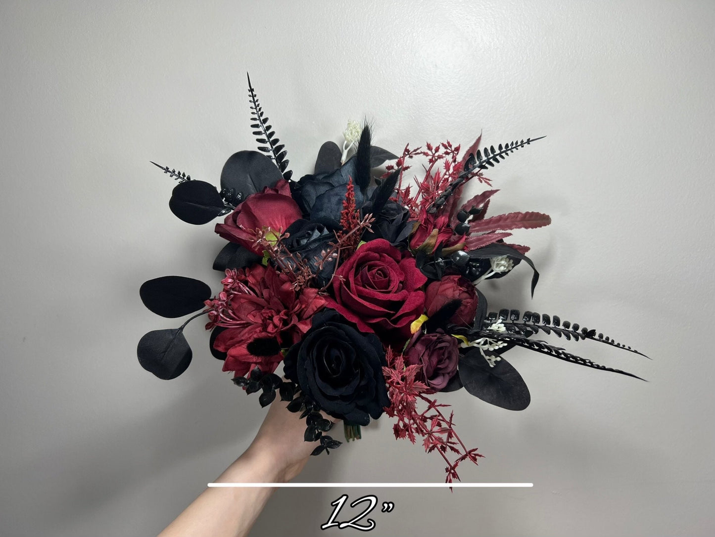 Wedding Bouquet Black Burgundy Bridal Wedding Gothic Gold Halloween Bouquet Black Decor Burgundy Handmade Artificial Flower  Bridesmaids