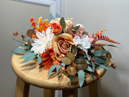 Wedding Centerpiece Terracotta Boho Table Decor Anemone White Centerpiece Burnt Orange Table Centerpiece Eucalyptus Artificial Flower