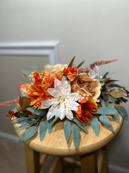 Wedding Centerpiece Terracotta Boho Table Decor Anemone White Centerpiece Burnt Orange Table Centerpiece Eucalyptus Artificial Flower