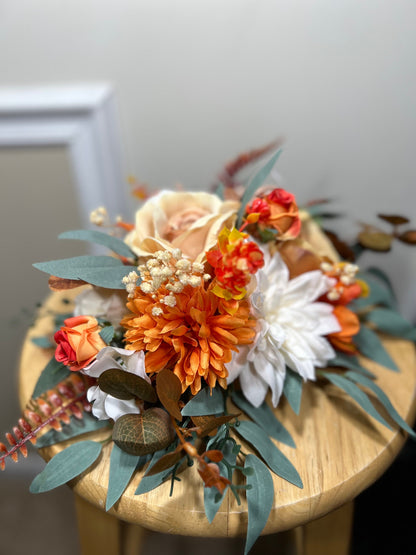 Wedding Centerpiece Terracotta Boho Table Decor Anemone White Centerpiece Burnt Orange Table Centerpiece Eucalyptus Artificial Flower