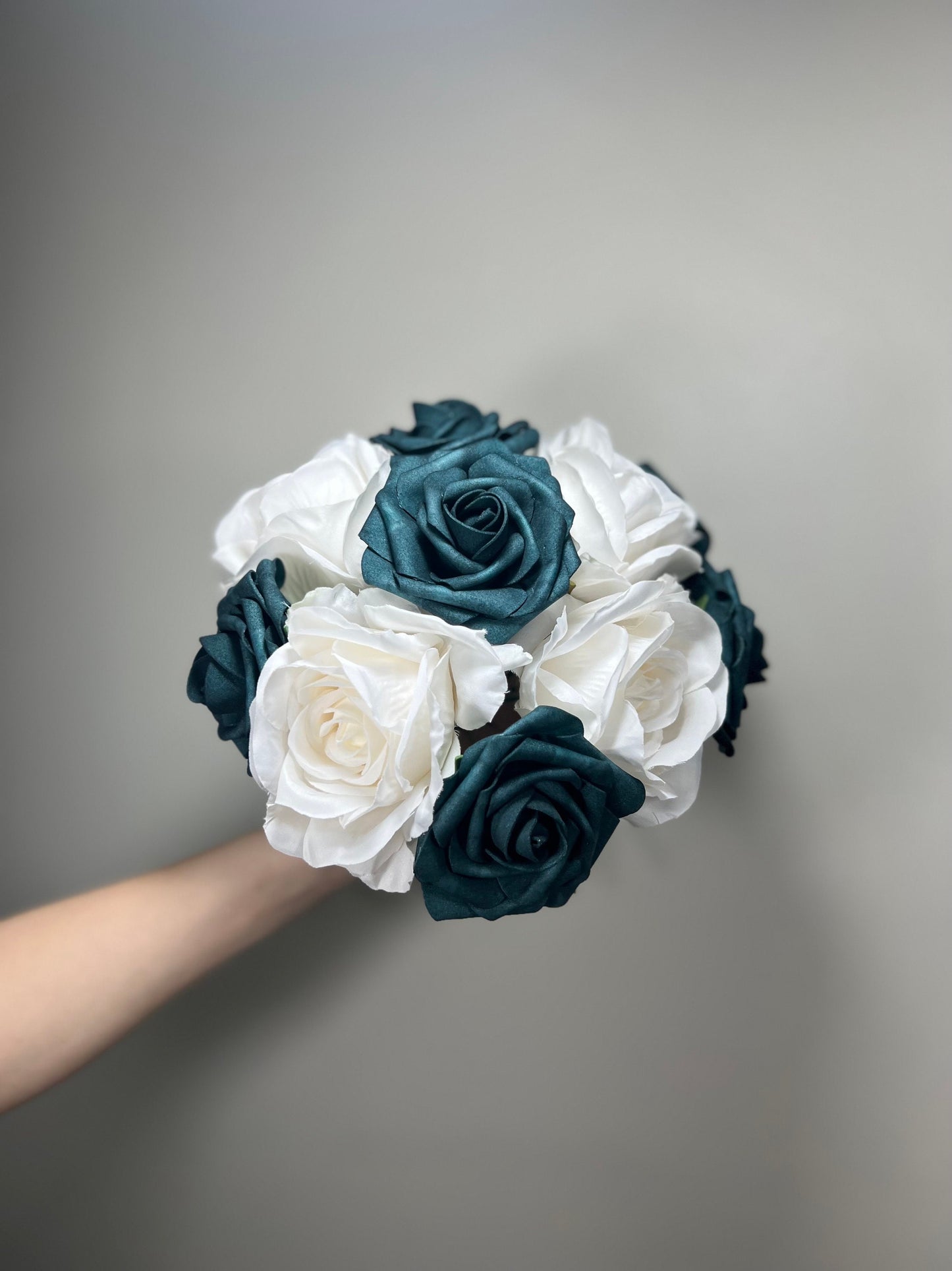 Wedding Teal Blue Bouquet White Bridal Turquoise Bridesmaids Bouquet Gold Teal Ivory Artificial Flowers Emerland Green Bouquet Dark Teal