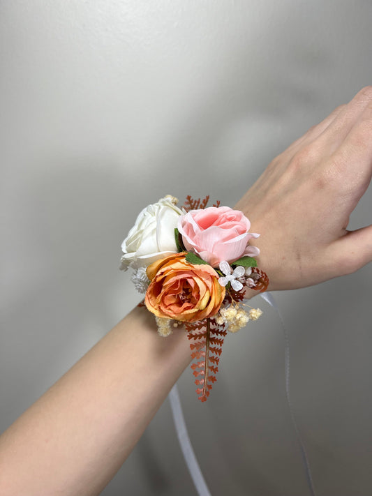 Wedding Corsage White Terracotta Pink Wedding Wrist White Corsage Bridesmaids Decor Corsage Bridal Ivory Accessories Artificial Flowers