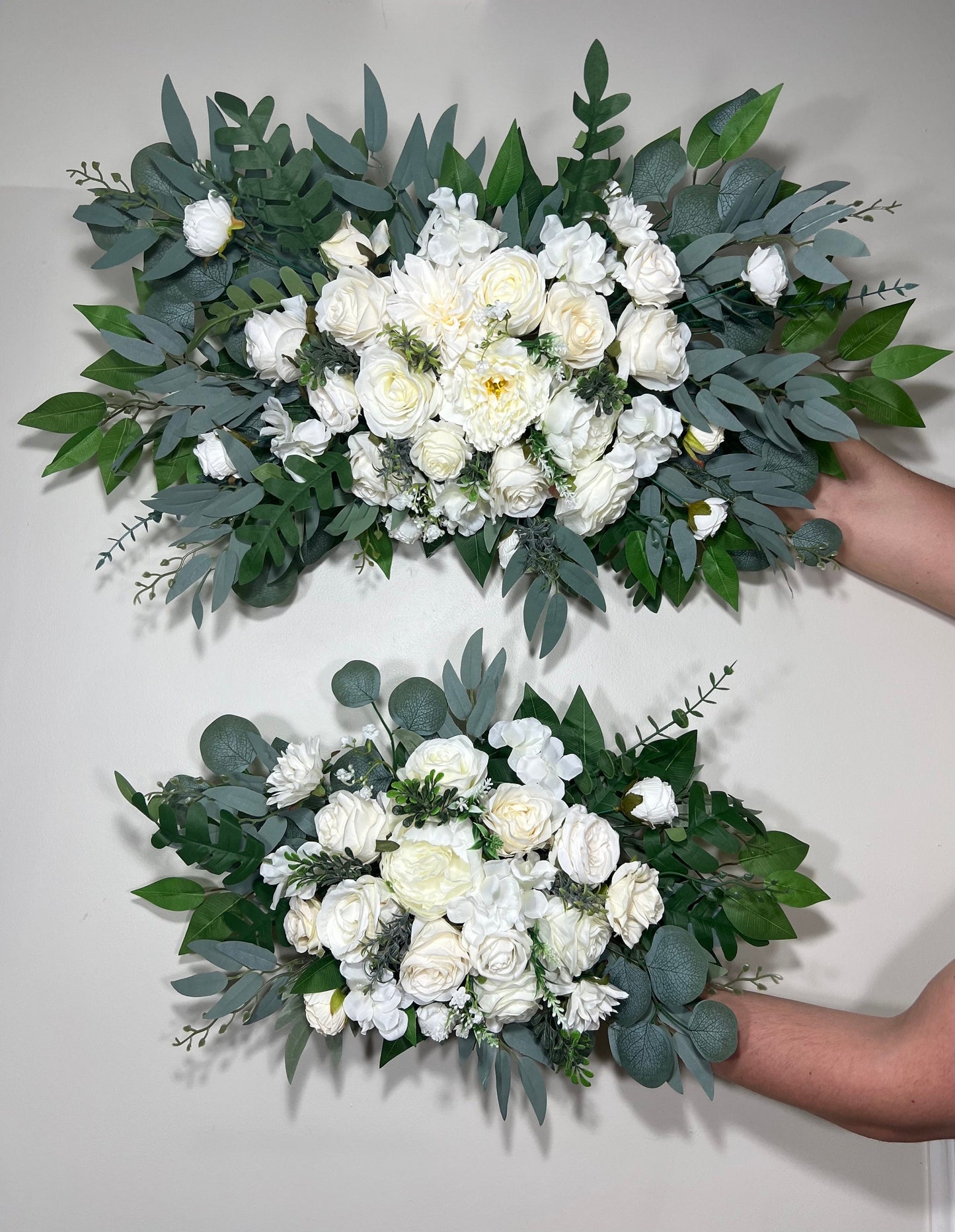 Wedding White Arch Arrangement Ivory Arch Aisle Arrangement White Artificial Flowers Eucalyptus Centerpiece Sage Swag Wall Decor Home Arch