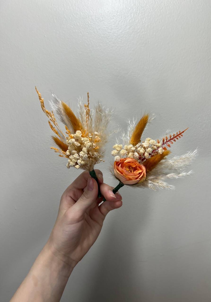 Wedding Bouquet Terracotta Rust Burnt Orange Ivory Bridal Fall Eucalyptus Baby Breath Cinnamon Rose Pampas Grass Silk Flower