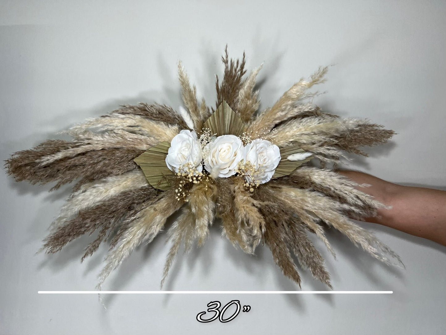 Wedding Arch Arrangement White Pampas Grass Arch Aisle Arrangement Palms Leaves Artificial Dried Flowers Ivory Swag Home Decor Office Wall