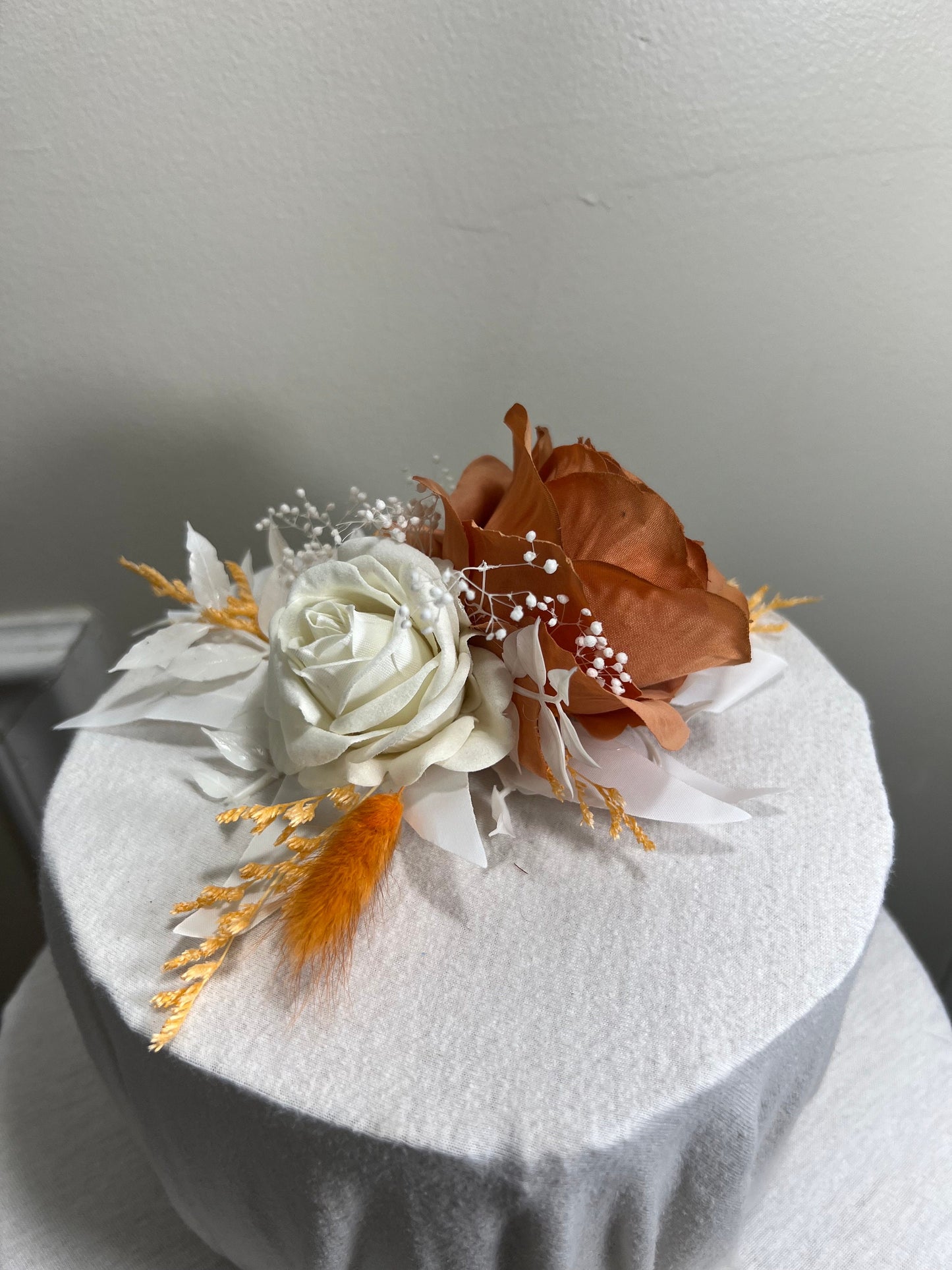 Cake Decoration Terracotta Wedding Topper Rust Decor Cake Arrangements Wedding Cake Decoration White Artificial Dried Flowers Baby Breath