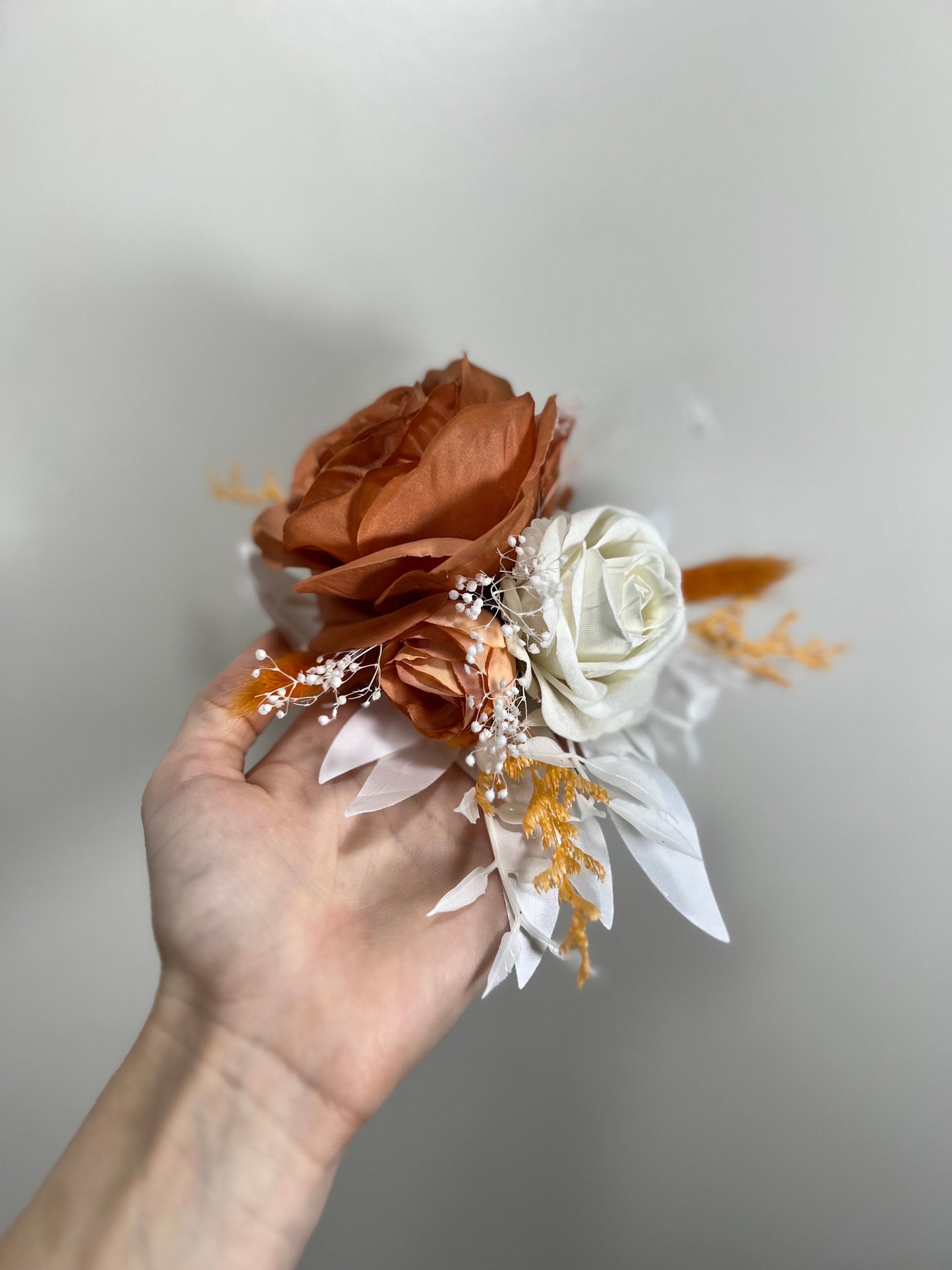 Cake Decoration Terracotta Wedding Topper Rust Decor Cake Arrangements Wedding Cake Decoration White Artificial Dried Flowers Baby Breath