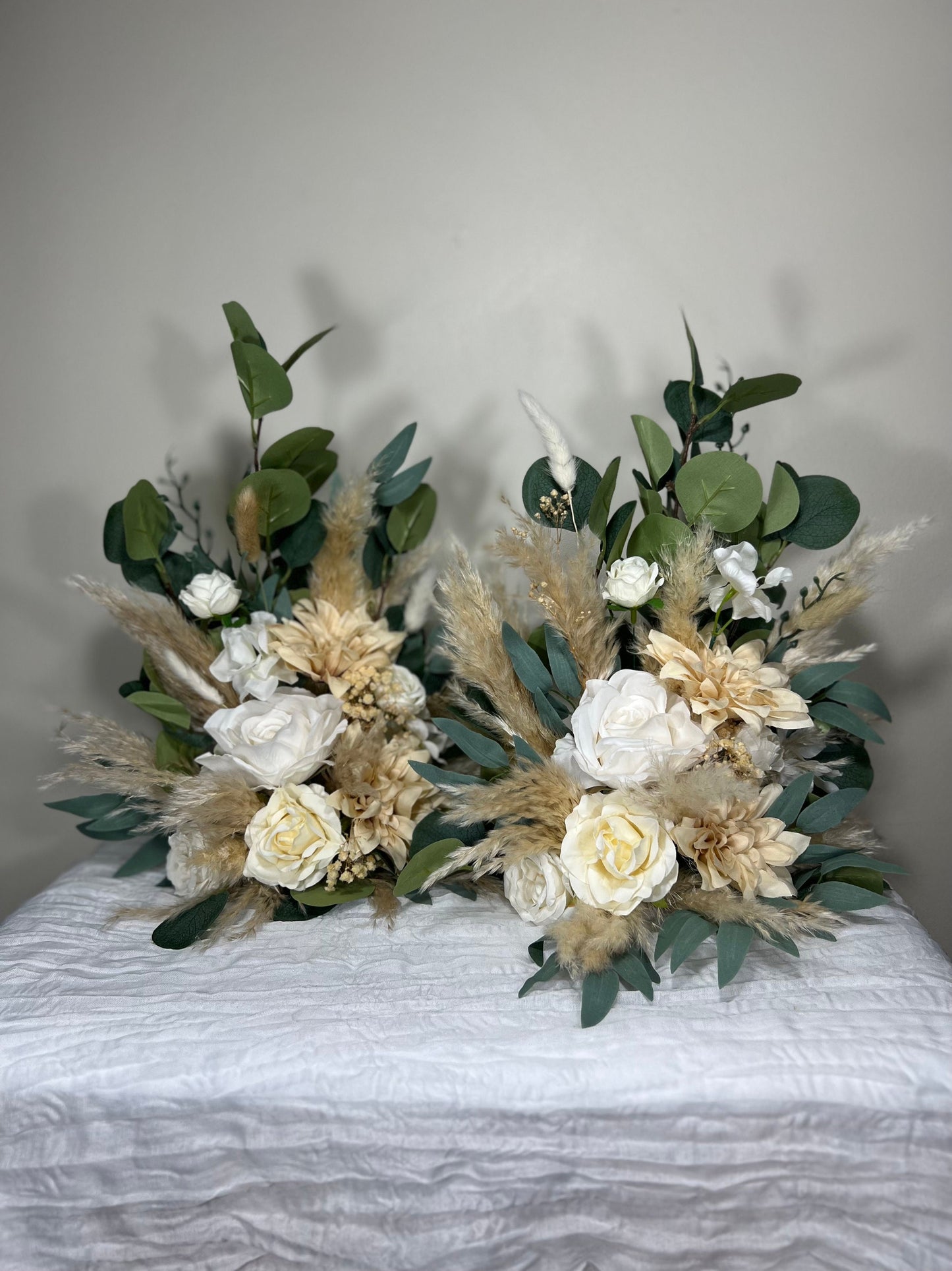 Wedding Bouquet Ivory Bridal Cream Bouquet Champagne Classic Sage Eucalyptus Greenery Bridesmaids Bouquet White Artificial Flowers