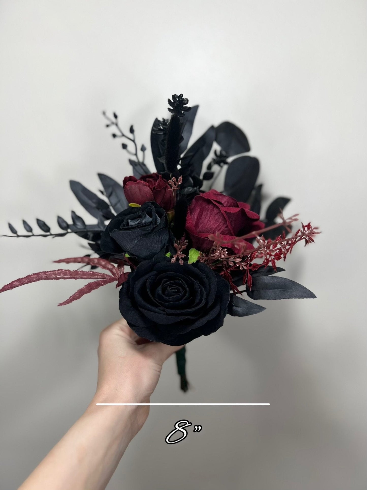 Wedding Bouquet Black Burgundy Bridal Wedding Gothic Halloween Bouquet Black Decor Burgundy Handmade Artificial Flower Bridesmaids Burgundy