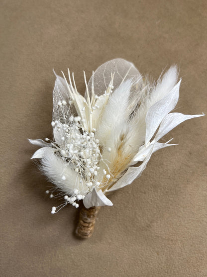 Wedding White Bridal Bouquet Boho Bouquet Bridesmaids Ivory Natural Baby Breath Bunny Tails Bouquet Pampas Grass Palms Leaves Dried Flowers