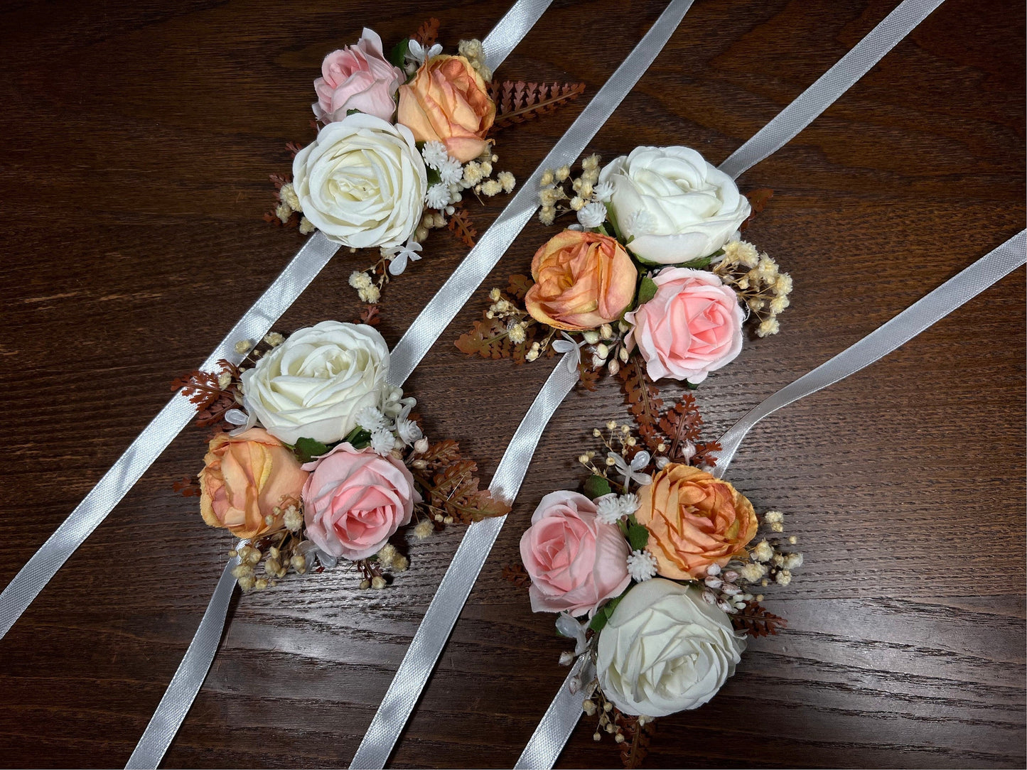 Wedding Corsage White Terracotta Pink Wedding Wrist White Corsage Bridesmaids Decor Corsage Bridal Ivory Accessories Artificial Flowers