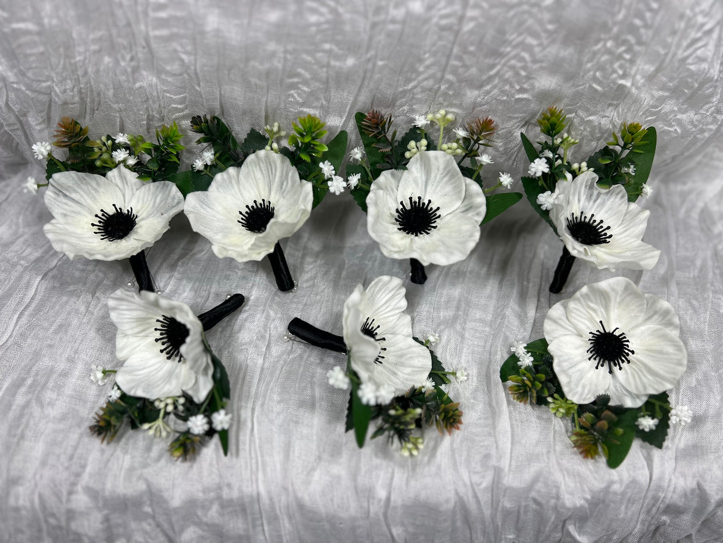 Wedding Anemone Boutonniere Groom Boho Anemone Boutonnières Groomsmen White Boutonnière Anemone Groom Ivory Artificial Flowers