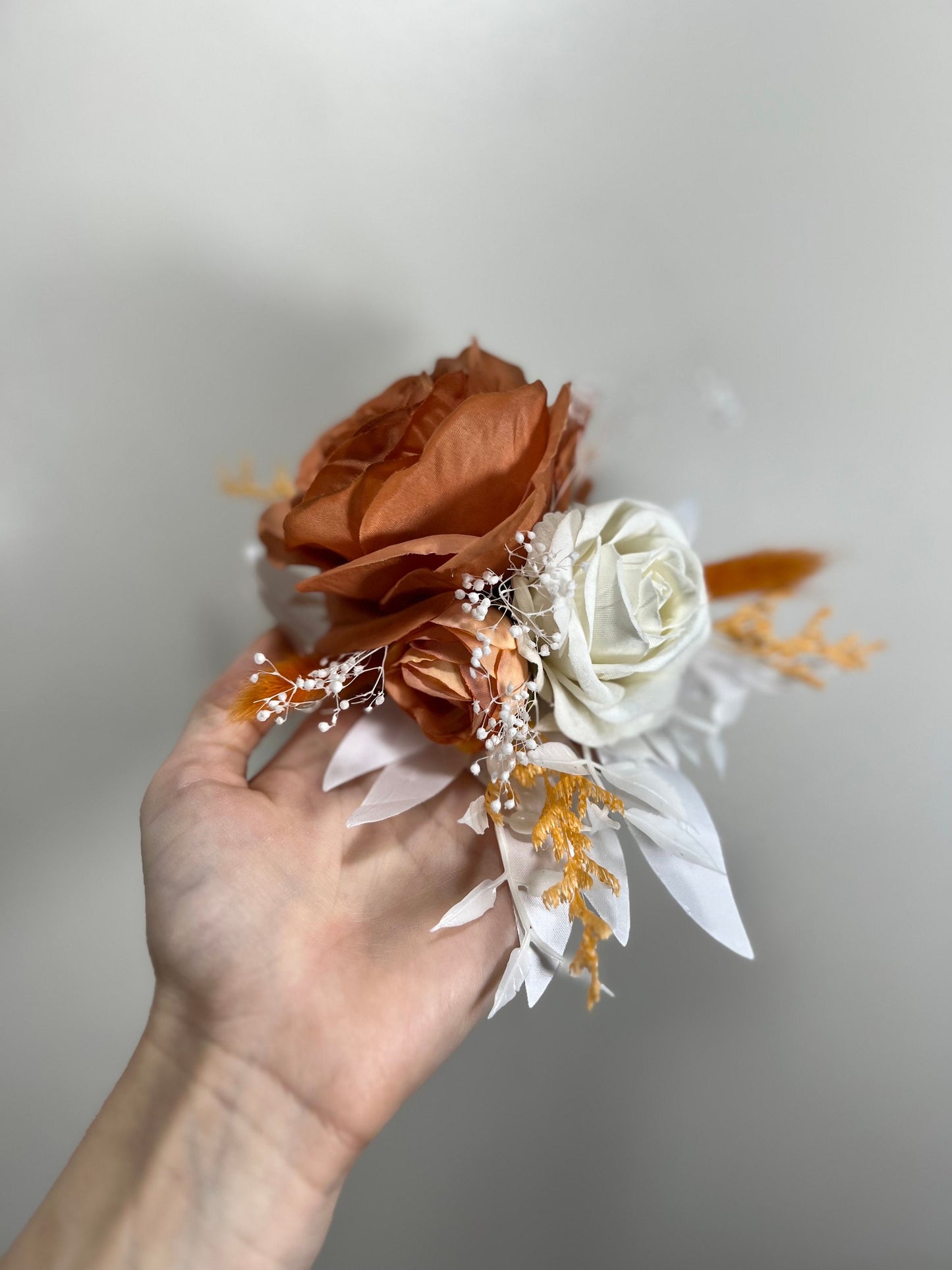 Cake Decoration Terracotta Wedding Topper Rust Decor Cake Arrangements Wedding Cake Decoration White Artificial Dried Flowers Baby Breath