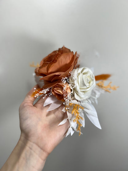 Cake Decoration Terracotta Wedding Topper Rust Decor Cake Arrangements Wedding Cake Decoration White Artificial Dried Flowers Baby Breath