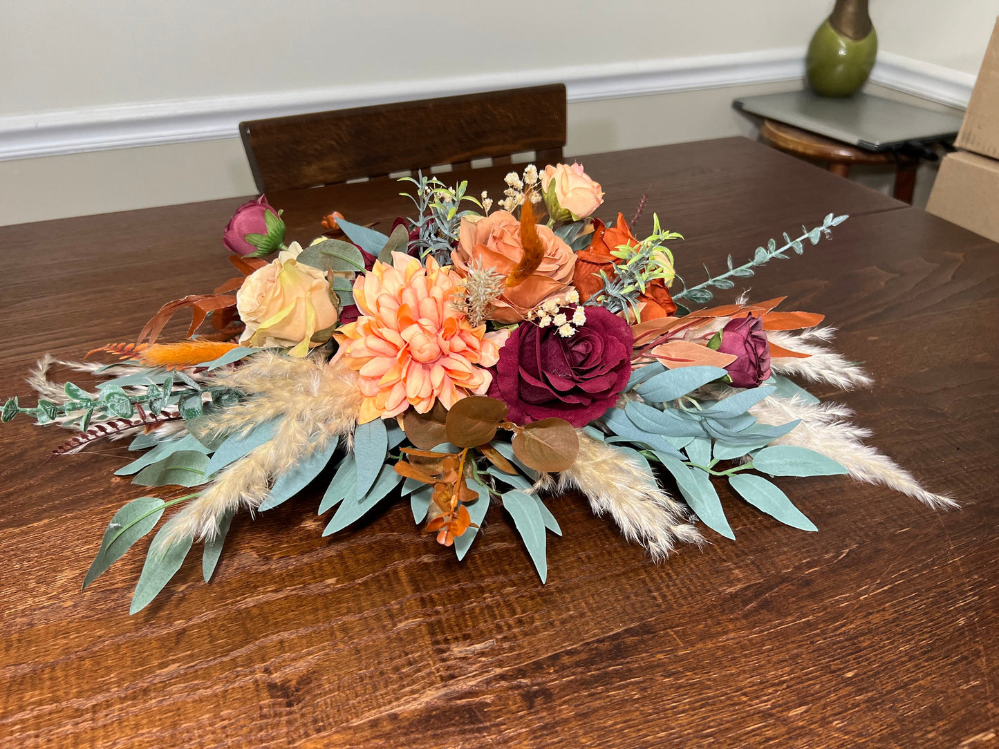 Wedding Centerpiece Dusty Rose Boho Table Decor White Centerpiece Pink Wedding Table Centerpiece Pampas Grass Artificial Flower Dried