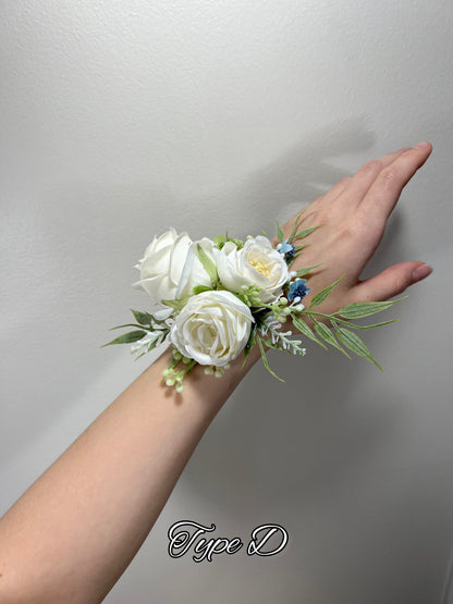 Wedding Corsage White Boho Wedding Wrist Corsage Bridesmaids Grandmother Corsage Mom Ivory Bridal Corsage Accessories Artificial Flower