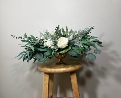 Wedding White Centerpiece Table Ivory Decor White Centerpiece Wedding Table Centerpiece Eucalyptus Greenery Rustic Sage Artificial Flower