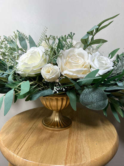 Wedding White Centerpiece Table Ivory Decor White Centerpiece Wedding Table Centerpiece Eucalyptus Greenery Rustic Sage Artificial Flower