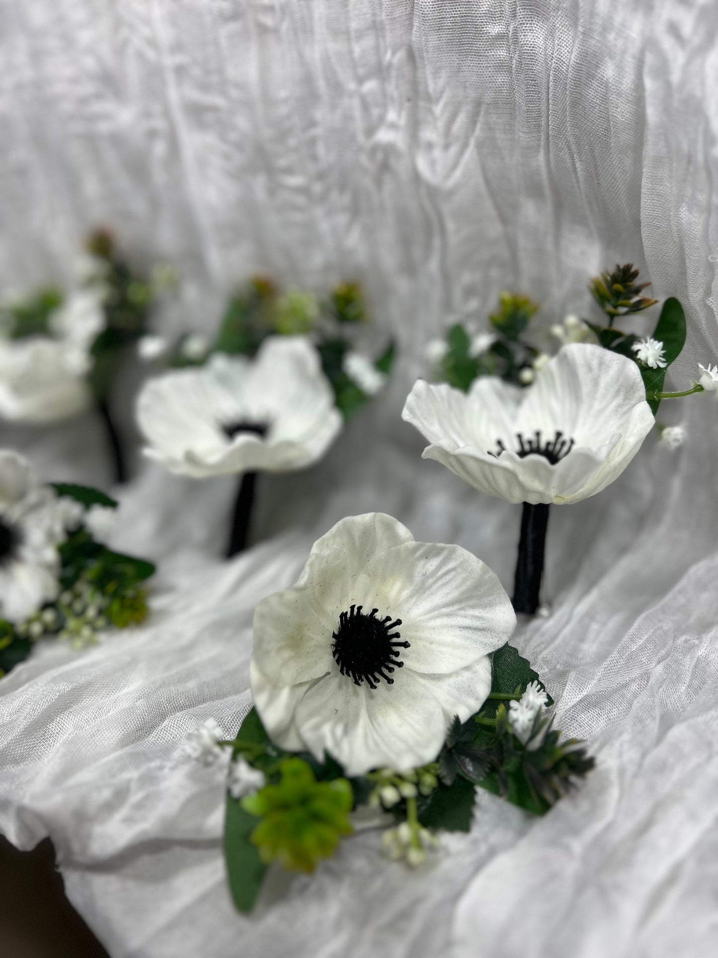 Wedding Anemone Boutonniere Groom Boho Anemone Boutonnières Groomsmen White Boutonnière Anemone Groom Ivory Artificial Flowers