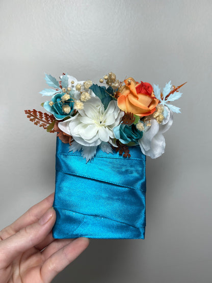 Wedding Pocket Boutonniere Terracotta Groom Boutonnière Turquoise Groomsmen White Boutonniere Pocket Square Ivory Rustic Artificial Flowers