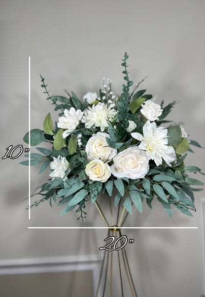 Wedding Centerpiece White Table Flower Ball Decoration Table Centerpiece Barrel White Whiskey Ivory Greenery Eucalyptus Artificial Flower