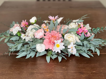 Wedding Sweetheart Pink White Dusty Rose Aisle Arrangement Centerpiece Pink Table Sweetheart Ivory Spring Chamomile Artificial Flowers