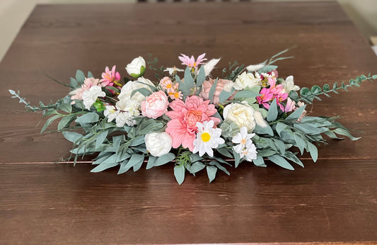 Wedding Sweetheart Pink White Dusty Rose Aisle Arrangement Centerpiece Pink Table Sweetheart Ivory Spring Chamomile Artificial Flowers