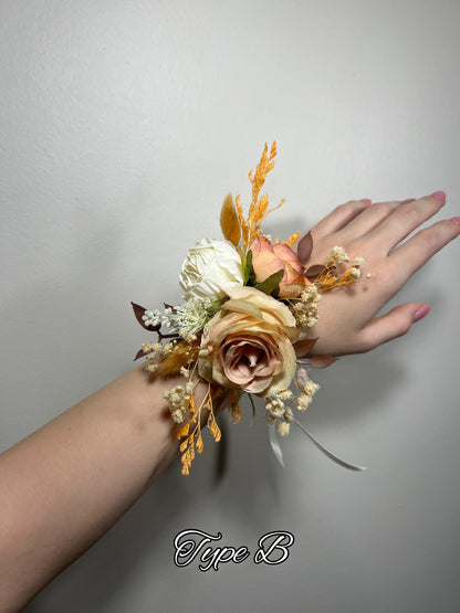 Wedding Corsage White Boho Wedding Wrist Corsage Bridesmaids Grandmother Corsage Mom Ivory Bridal Corsage Accessories Artificial Flower