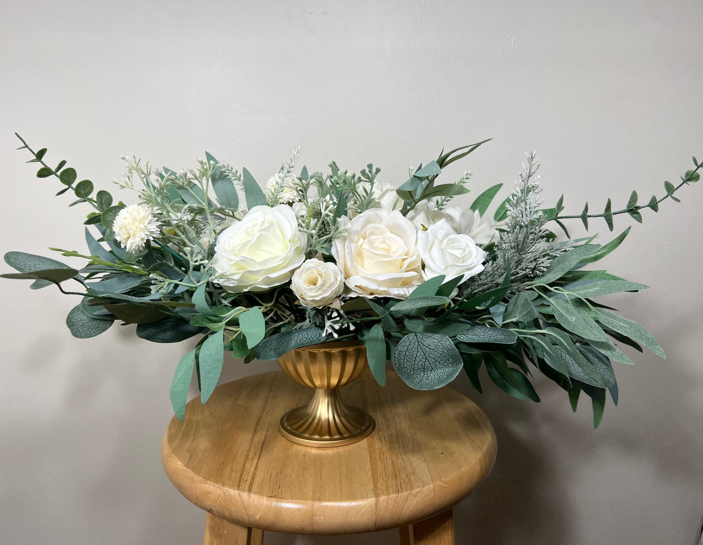 Wedding White Centerpiece Table Ivory Decor White Centerpiece Wedding Table Centerpiece Eucalyptus Greenery Rustic Sage Artificial Flower