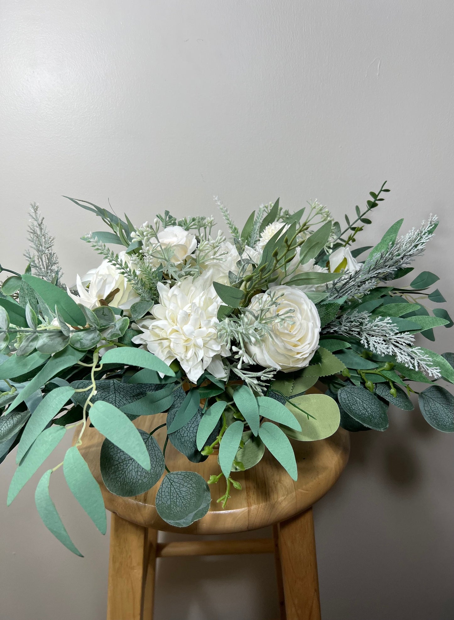 Wedding White Centerpiece Table Ivory Decor White Centerpiece Wedding Table Centerpiece Eucalyptus Greenery Rustic Sage Artificial Flower